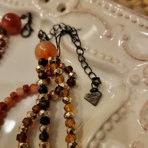 Pretty Cookie Lee necklace with 4 strands in Amber, Bronze and Shiny Gold colors - Picture 4 of 8
